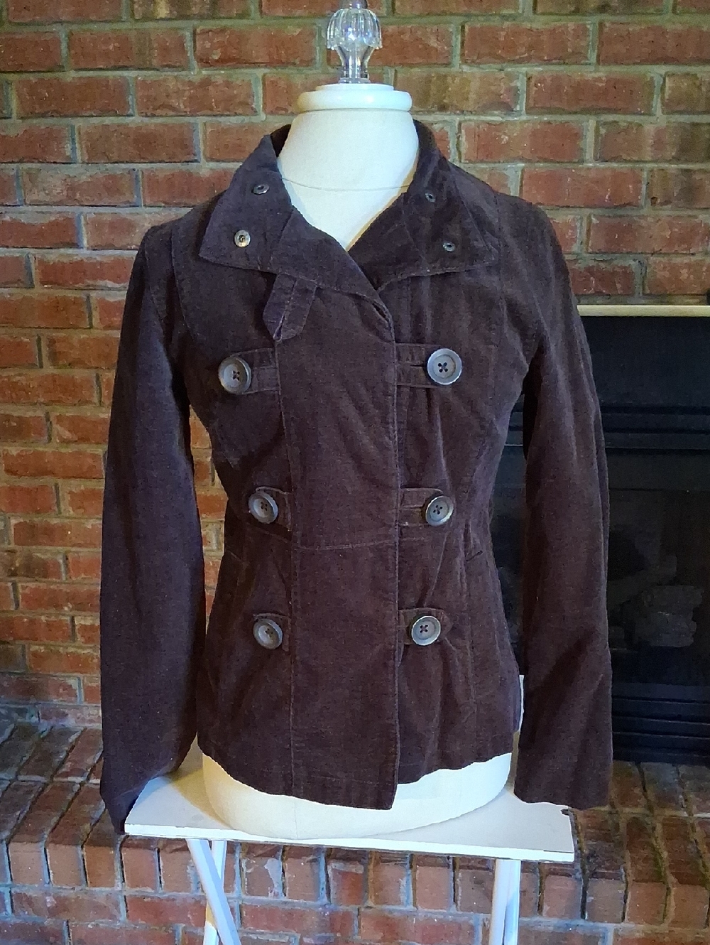 Mossimo Supply Co. Dark Brown Corduroy Double-Breasted Pea Coat - Picture 1 of 6